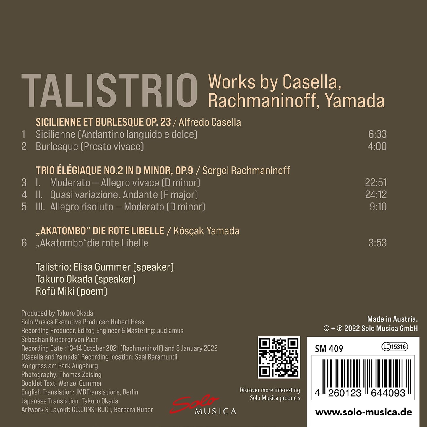 Casella, Rachmaninoff & Yamada: Works