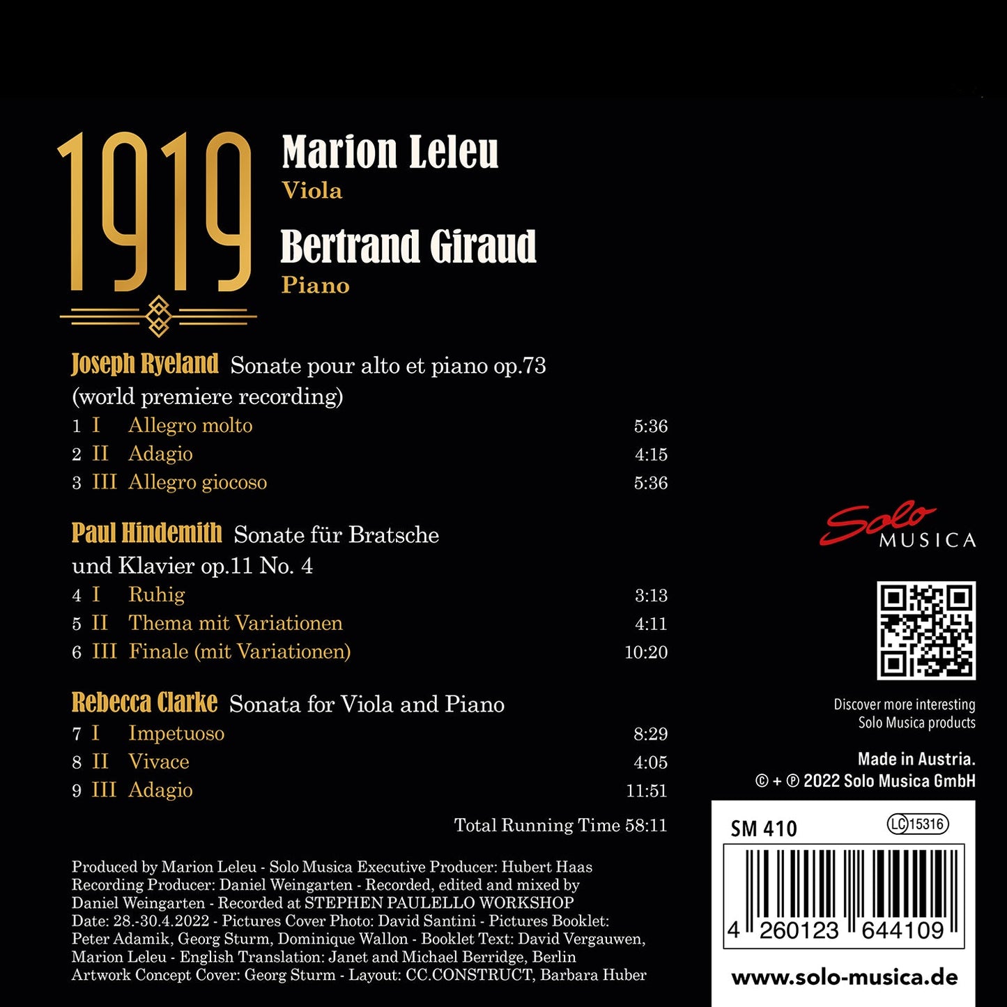 Clarke, Hindemith & Ryelandt: 1919
