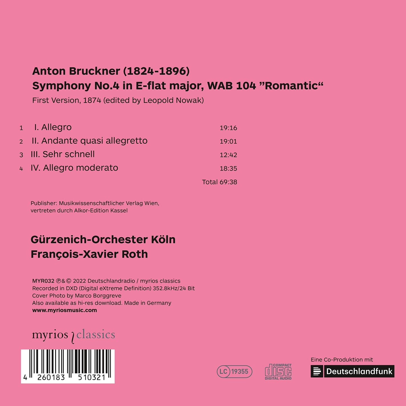 Bruckner: Symphony No. 4 - Francois-Xavier Roth (COMPACT DISC)