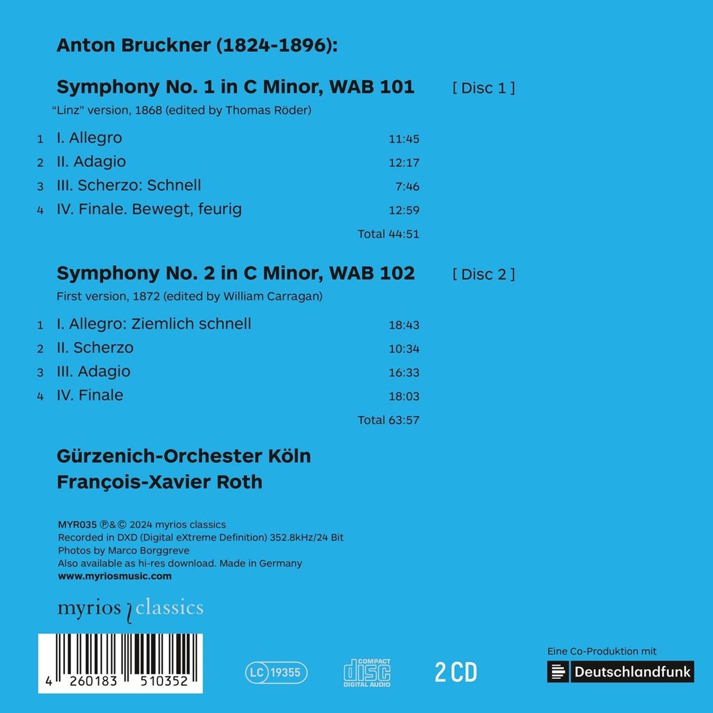 Bruckner: Symphony No. 1 & 2