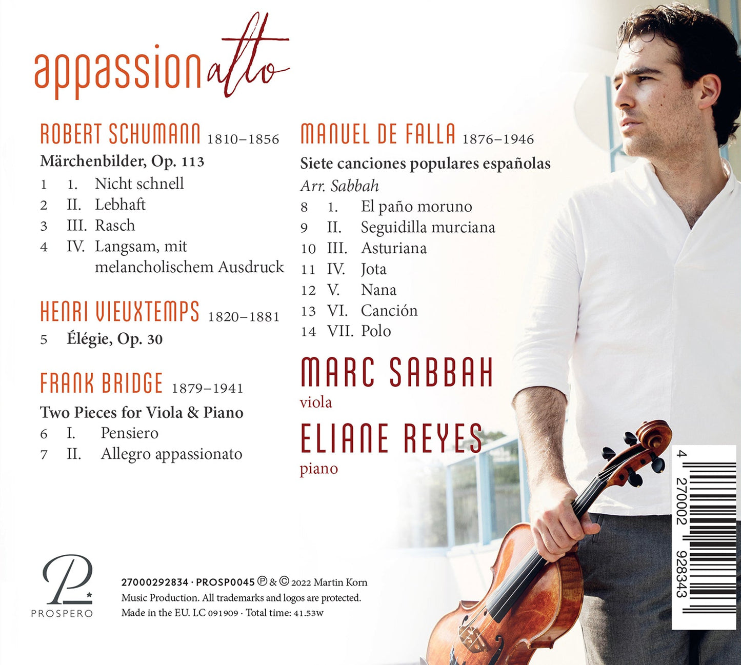 Bridge, Falla, Schumann & Vieuxtemps: Apassionalto