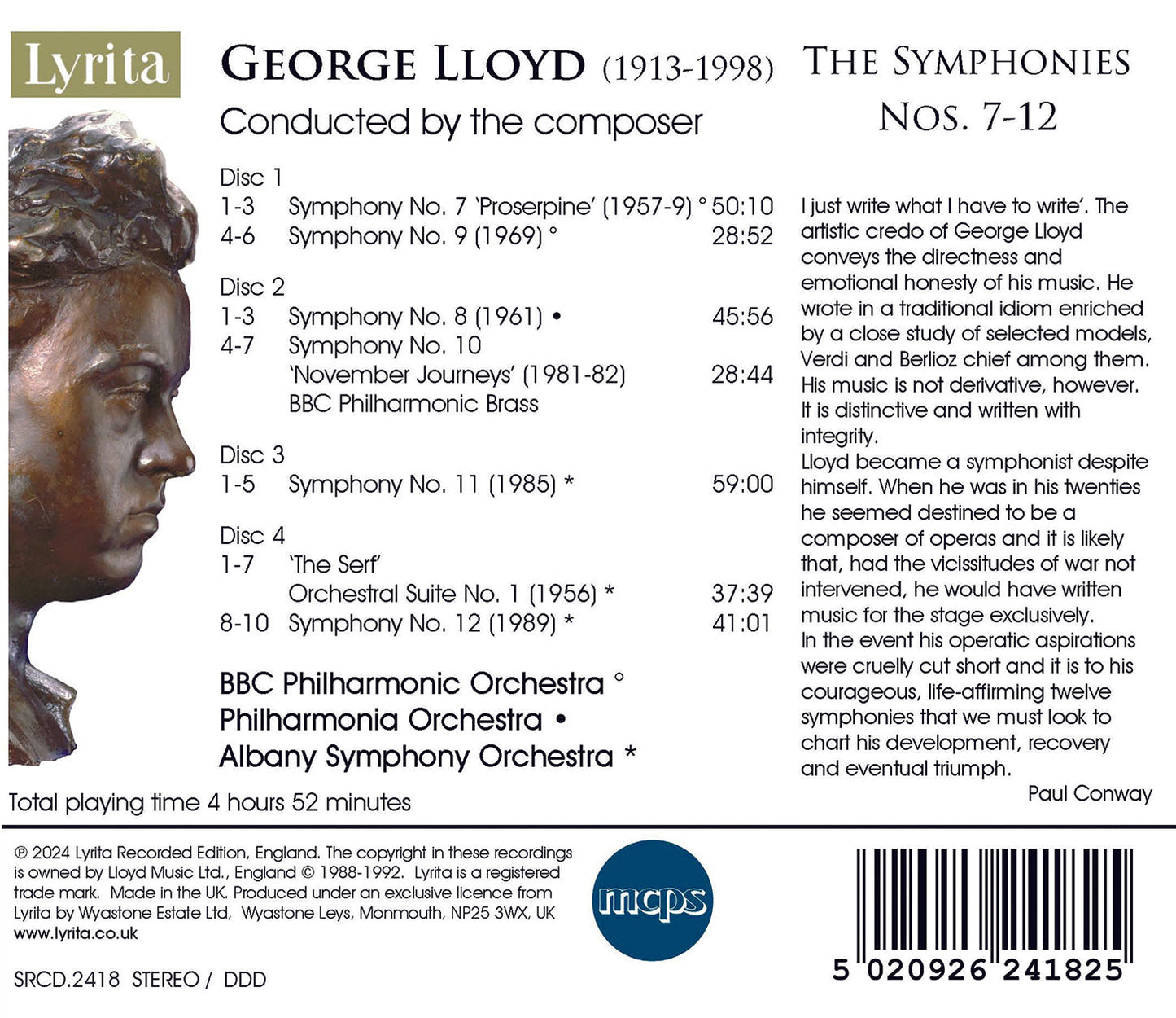 Lloyd: The Symphonies Nos. 7-12  Bbc Philharmonic, Philharmonia Orchestra, Albany Symphony Orchestra