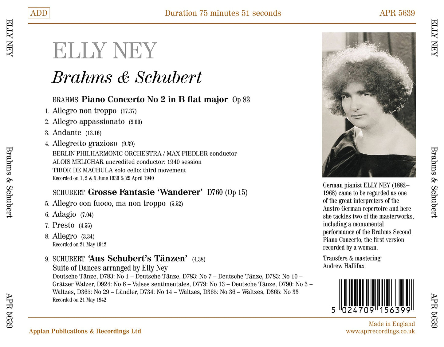 Elly Ney Plays Brahms & Schubert