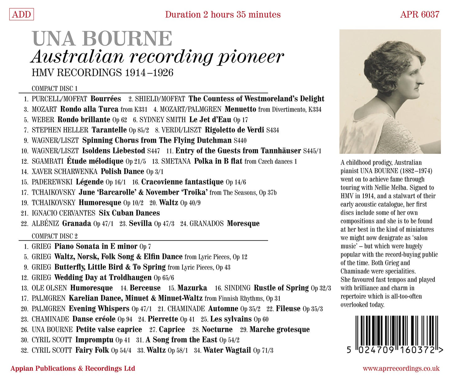 Una Bourne - Australian Recording Pioneer, Hmv Recordings (1