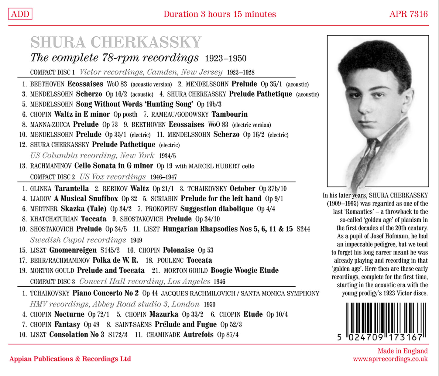 Cherkassky: Complete 78 RPM Recordings [3 CDs]