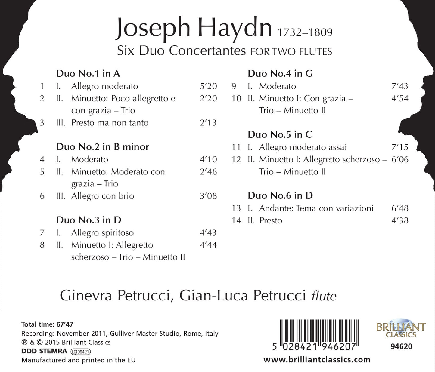 HAYDN: Six Duo Concertantes for two Flutes