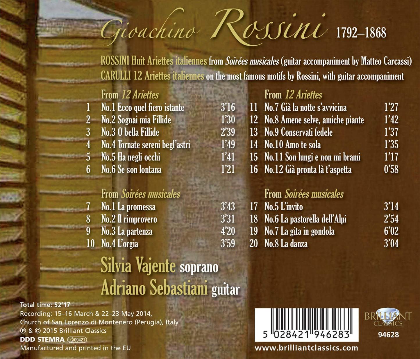 Rossini: Ariettes italiannes for voice and guitar