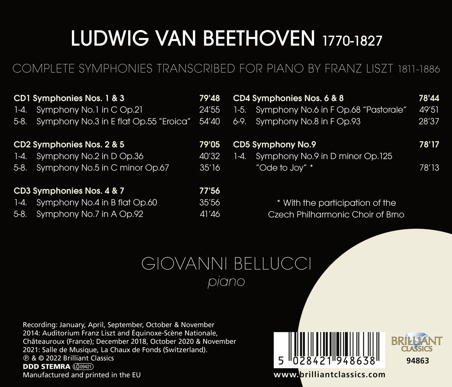 Beethoven: The 9 Symphonies, Transcribed For Piano By Liszt