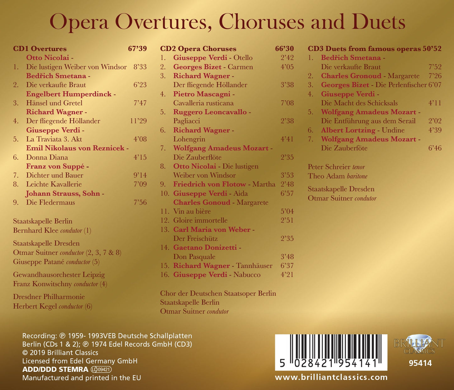 Opera Overtures, Choruses and Duets