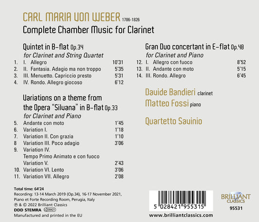 Weber: Complete Chamber Music For Clarinet