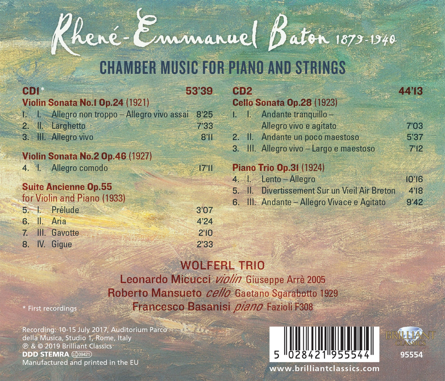Rhené-Baton: Chamber Music for Piano and Strings