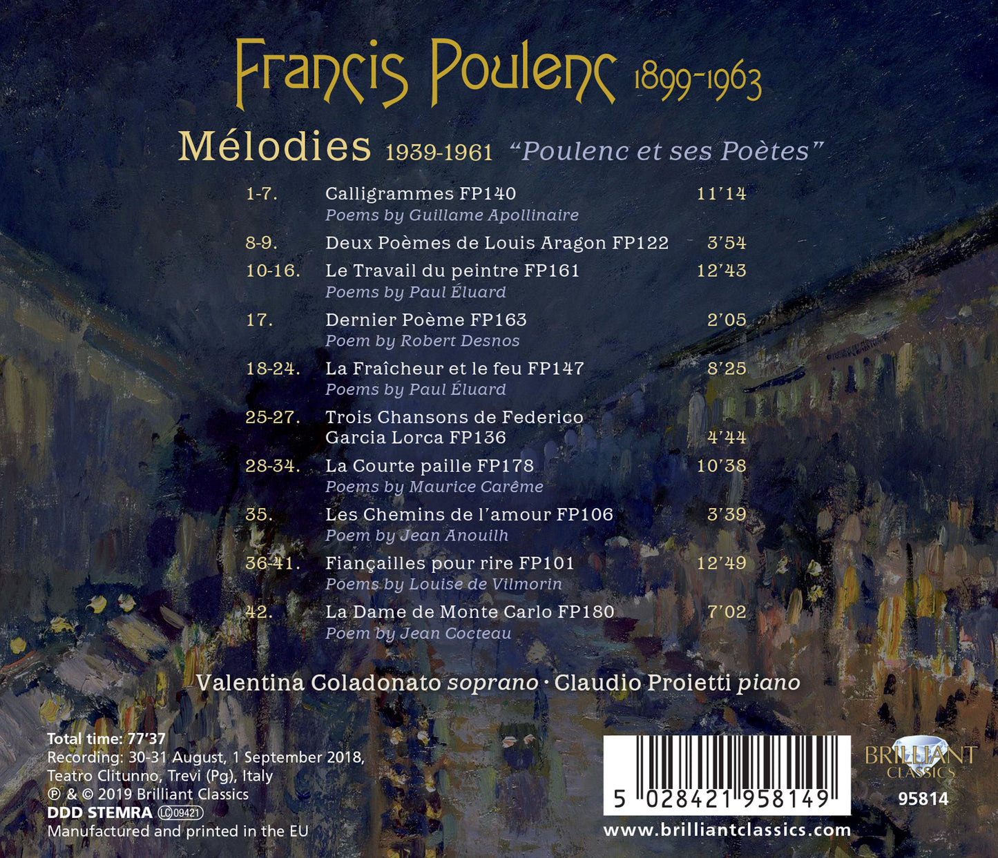 Mélodies - Poulenc et ses poètes