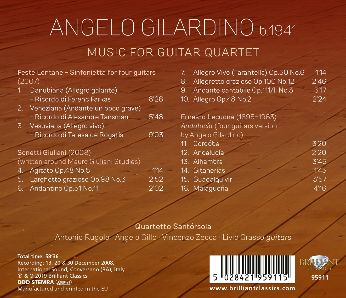 Gilardino: Music for Guitar Quartet