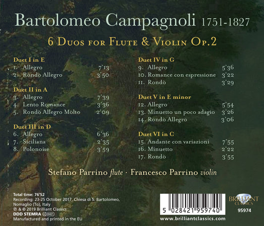 Campagnoli: 6 Duos for Flute and Violin, Op. 2