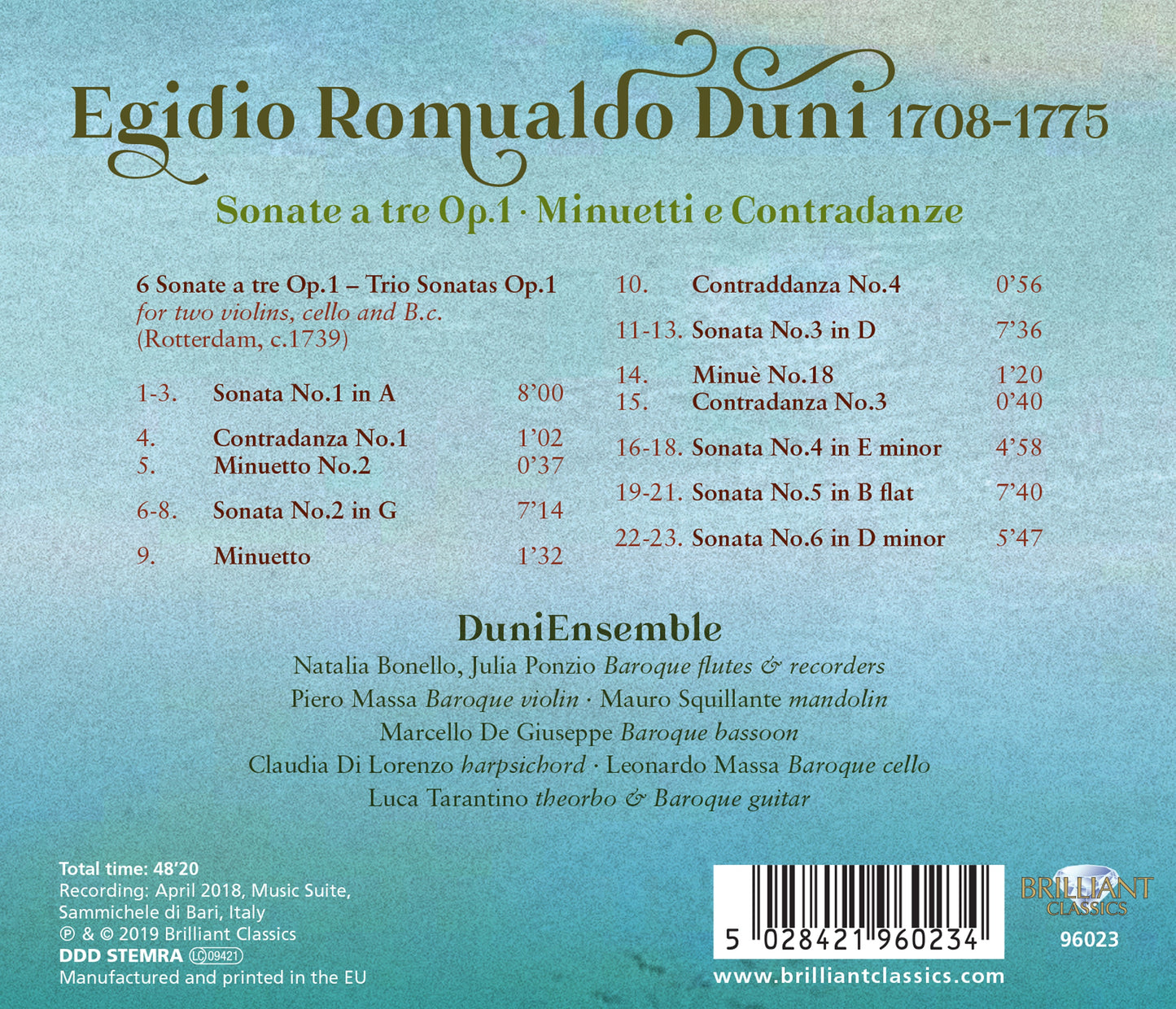 Duni: Trio Sonata Op. 1, Nos. 1-6