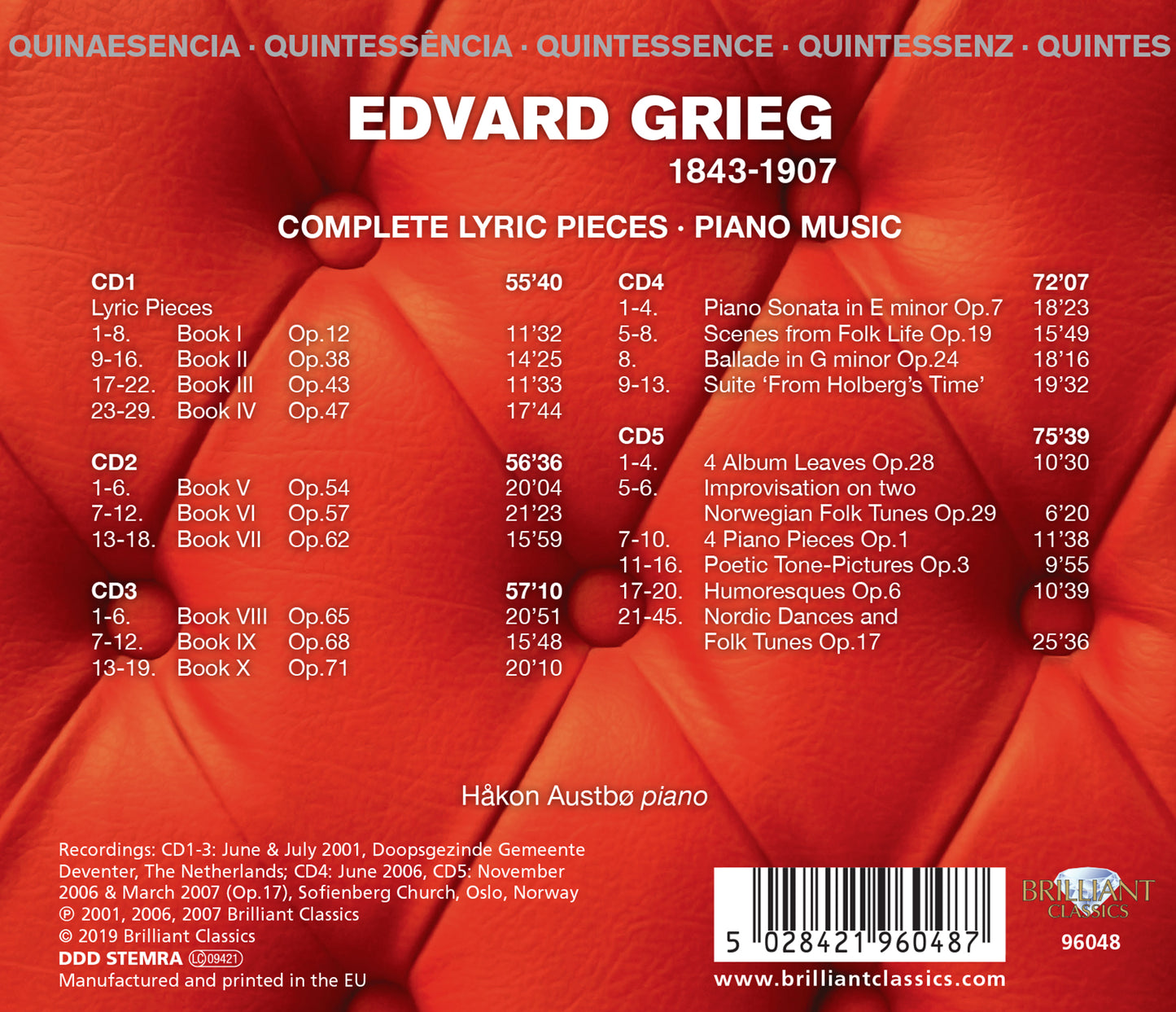 Grieg: Complete Lyric Pieces [5 CDs]