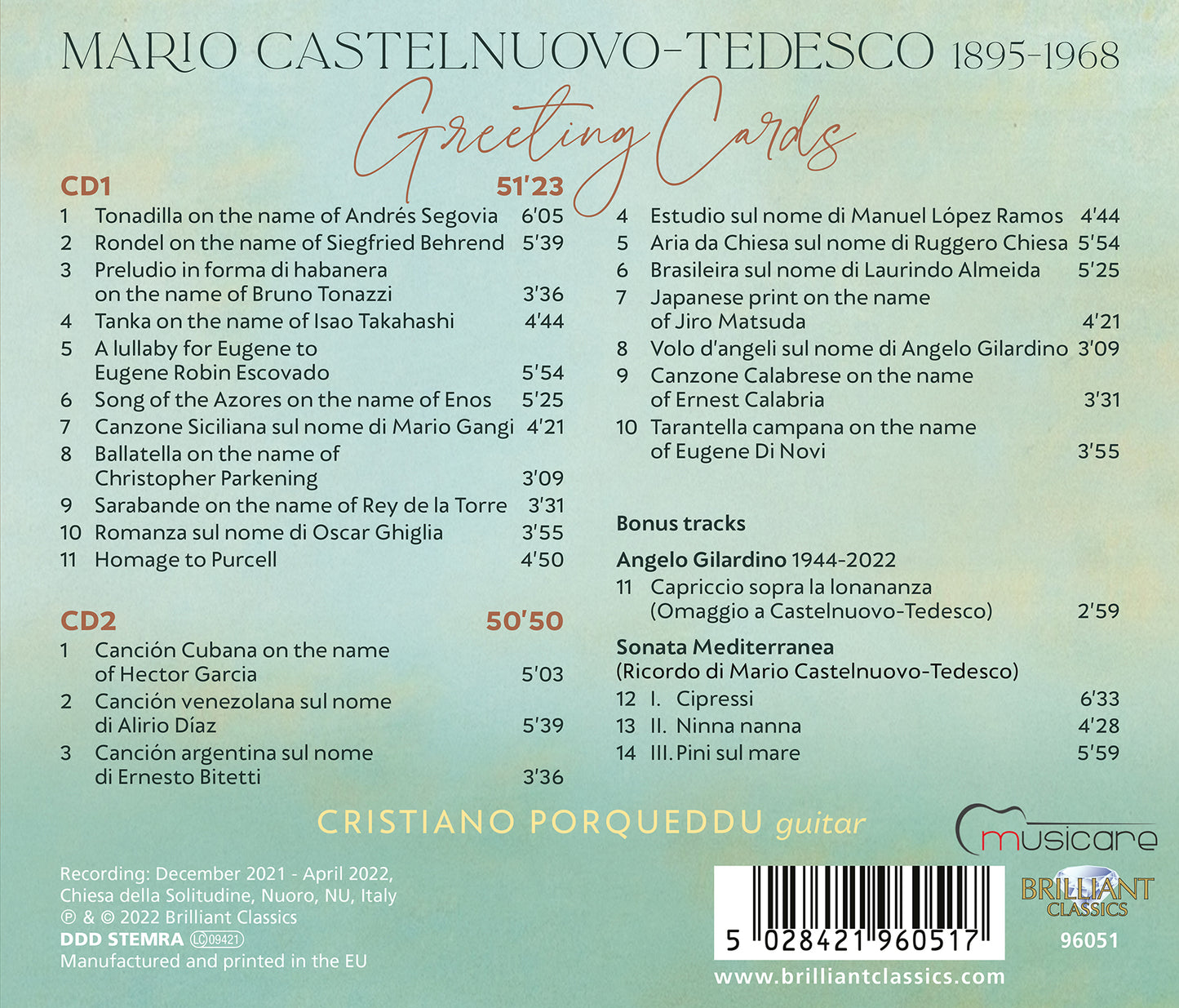 Castelnuovo-Tedesco: Greeting Cards  Cristiano Porqueddu