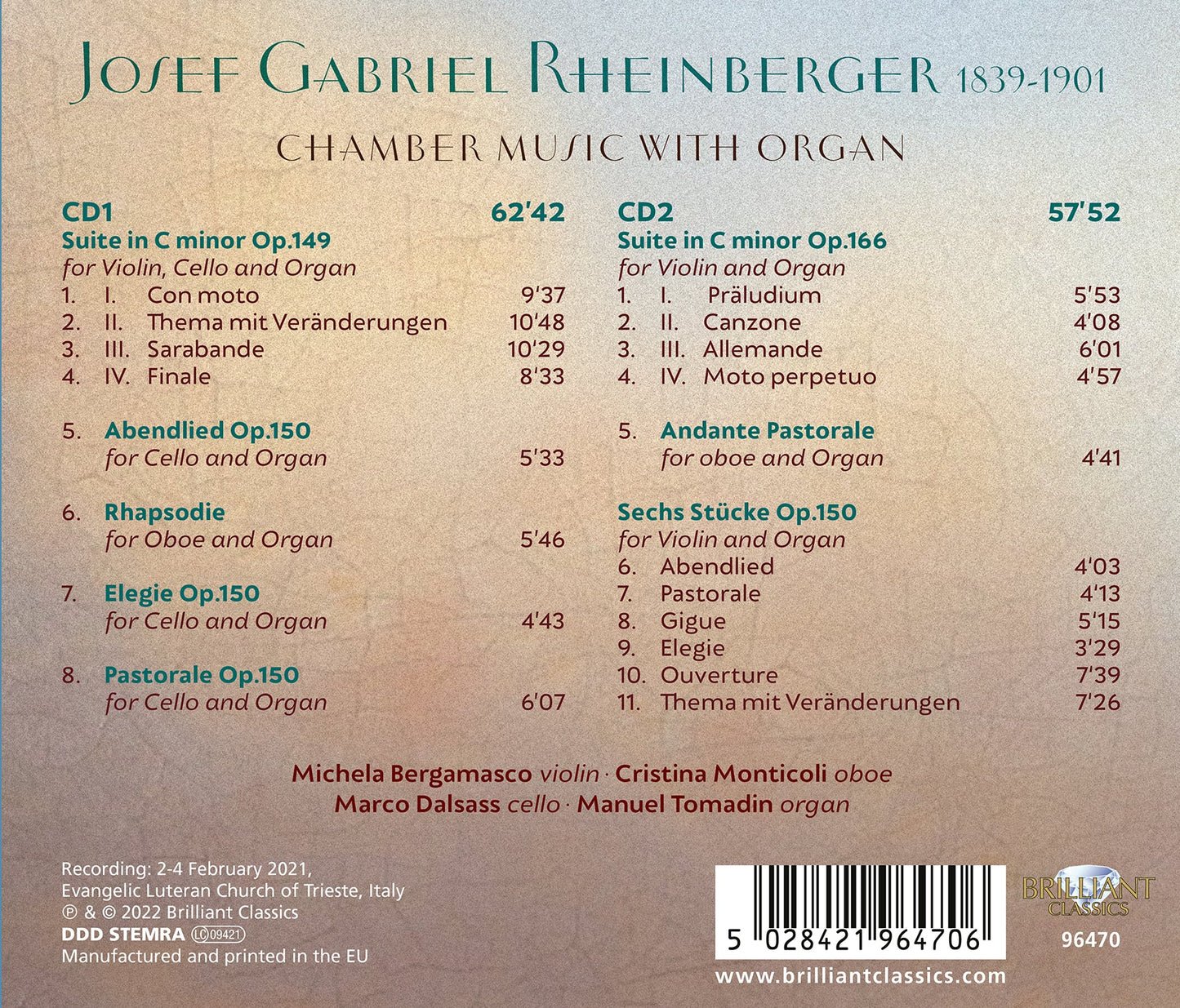 Rheinberger: Chamber Music with Organ