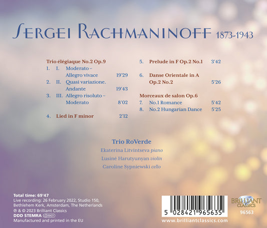 Rachmaninoff: Trio elegiaque No. 2, Op. 9