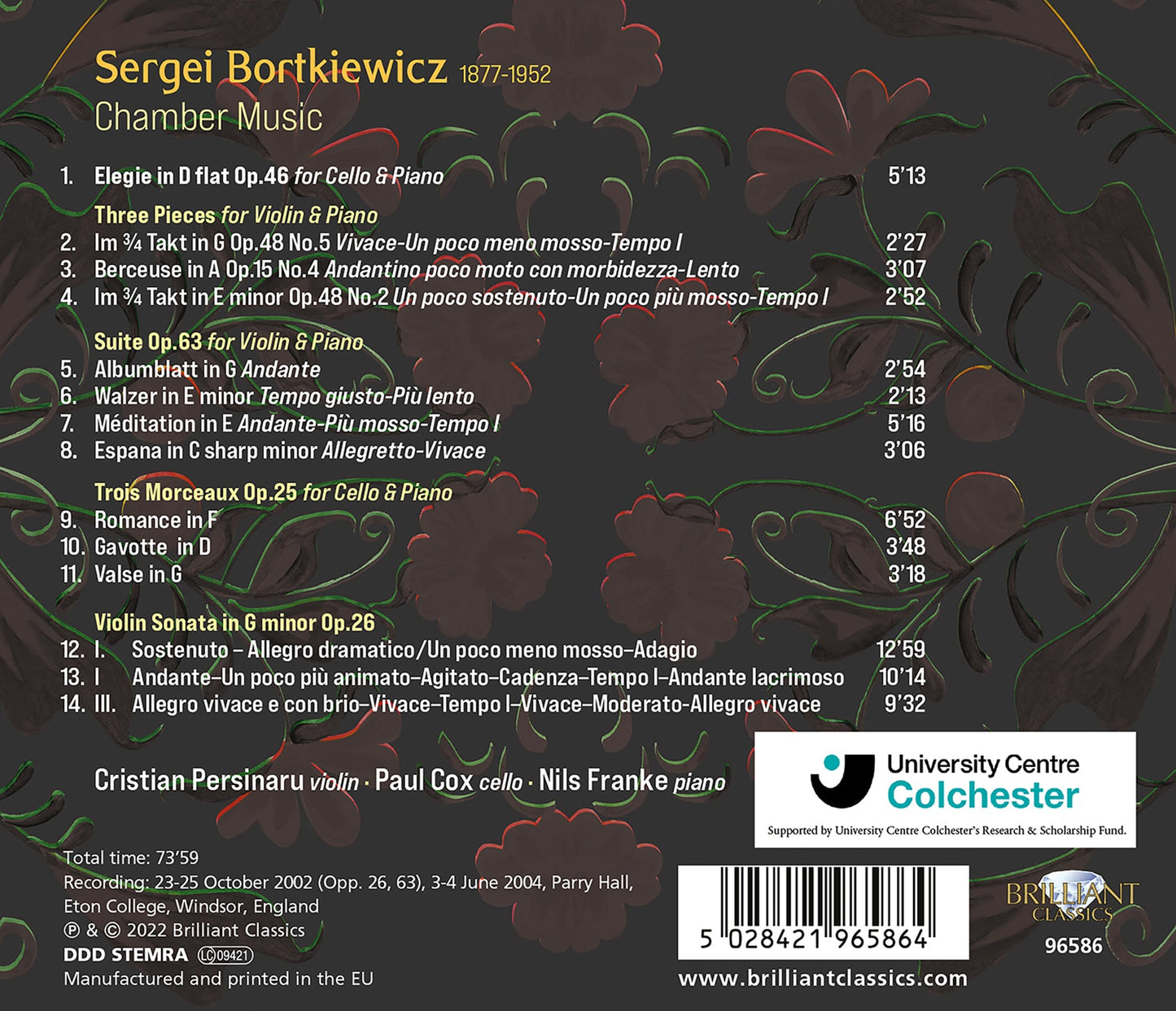 Bortkiewicz: Chamber Music