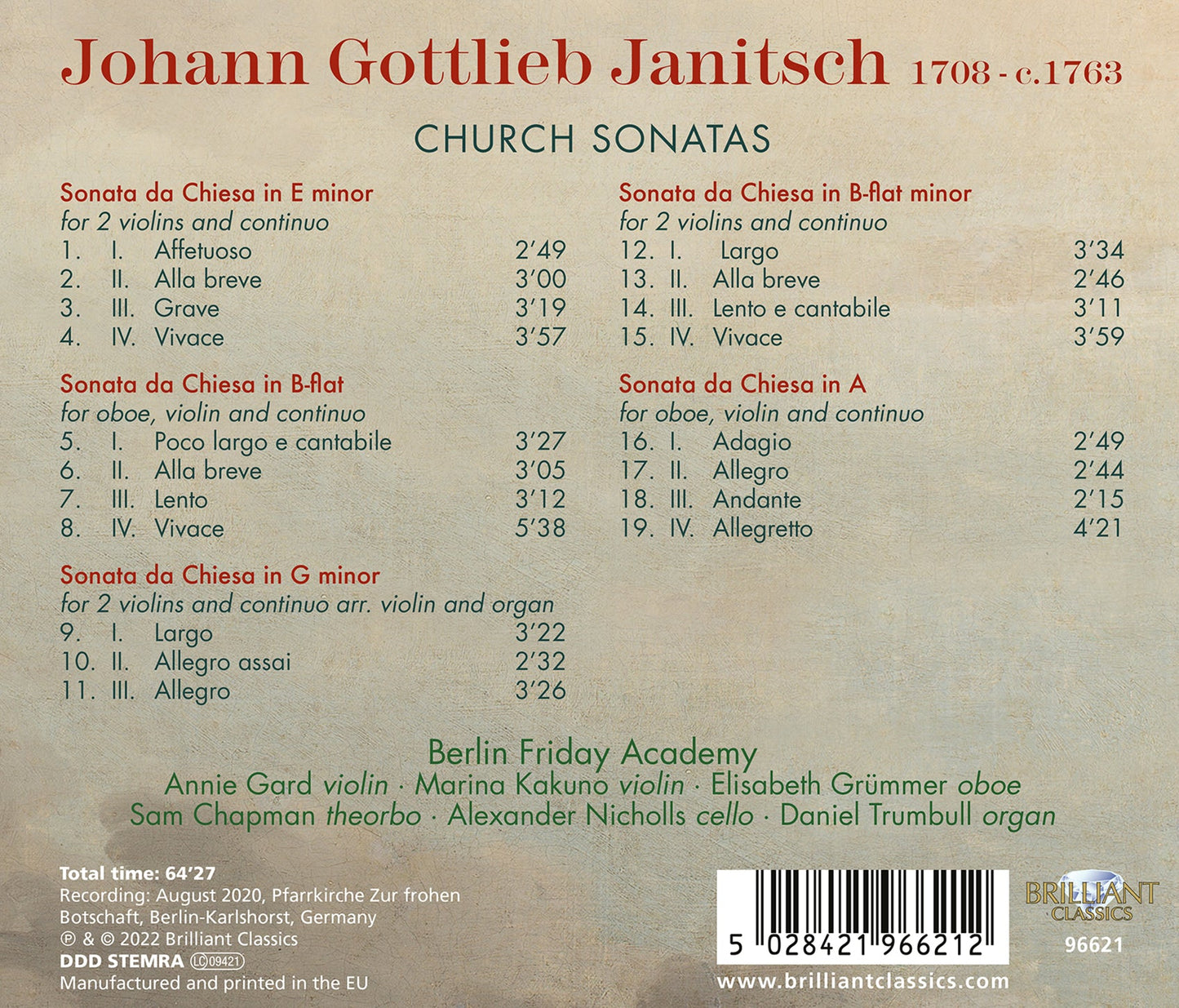 Janitsch: Church Sonatas