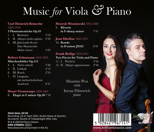 Music for Viola & Piano by Reinecke, Schumann, Vieuxtemps, W
