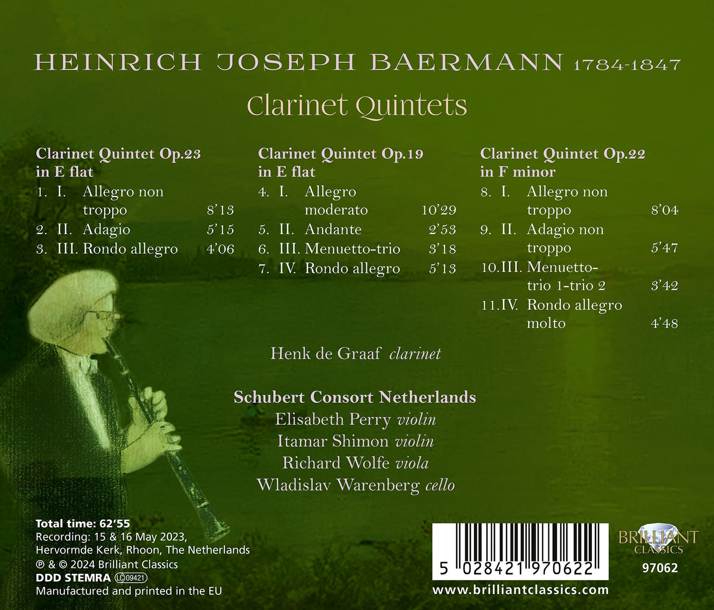 Baermann: Clarinet Quintets  Henk De Graaf, Schubert Consort Netherlands, Elisabeth Perry, Itamar Shimon, Richard Wolfe, Wladisla