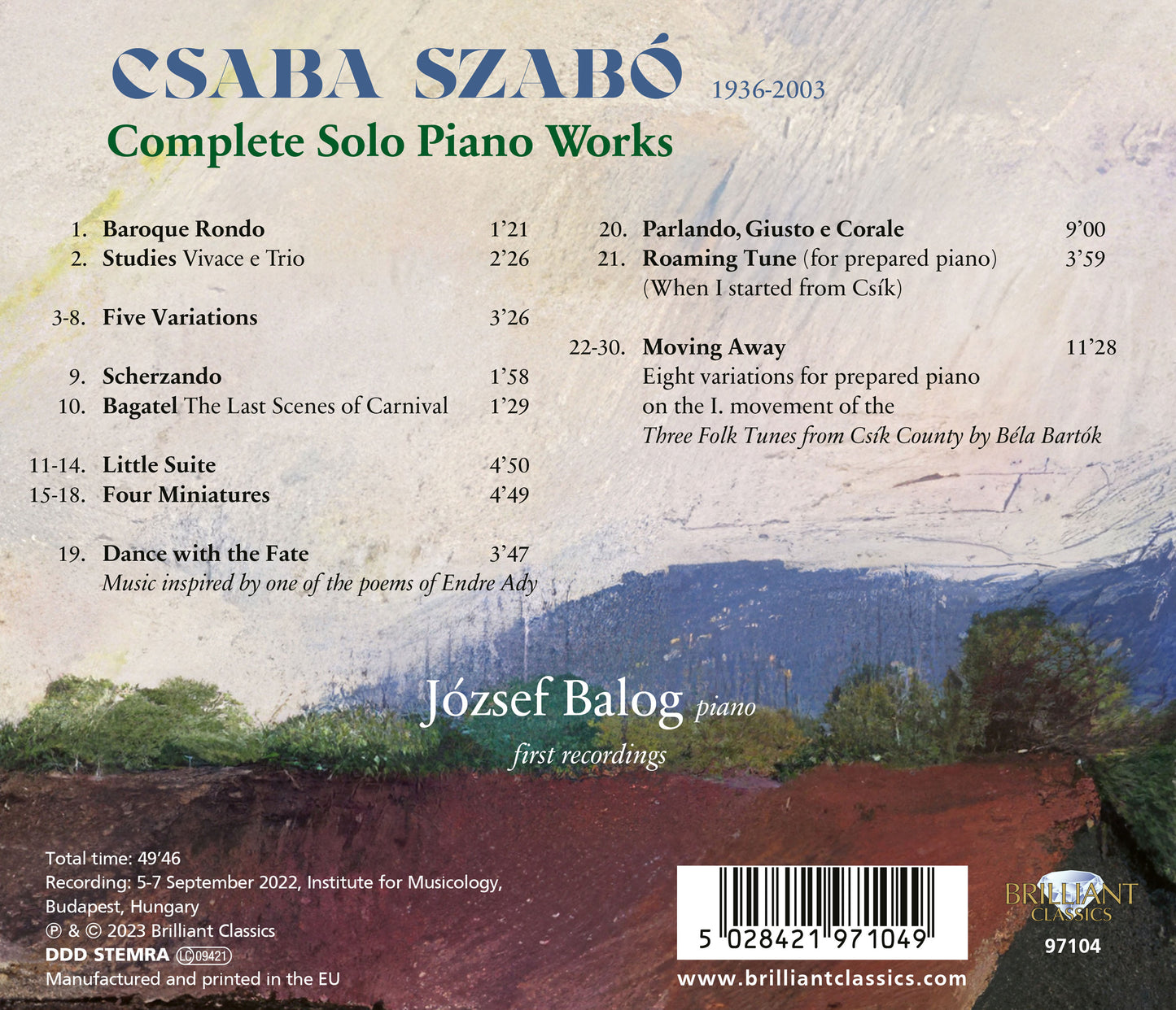 Szabo: Complete Solo Piano Works  Jozsef Balog