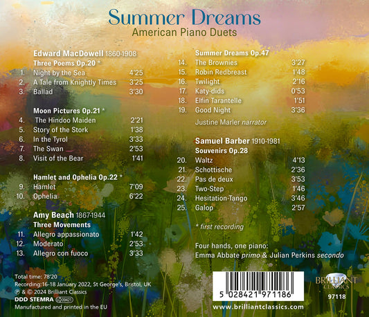 Macdowell, Beach & Barber: Summer Dreams - American Piano Du  Emma Abbate, Julian Perkins