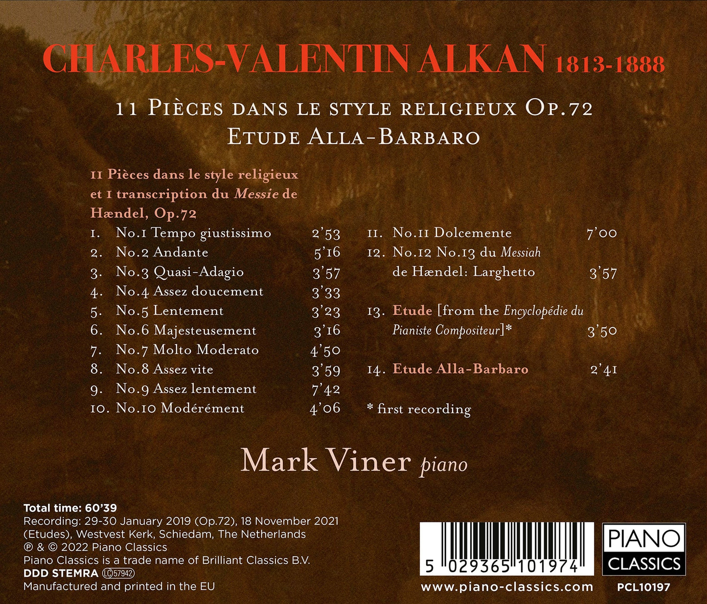 Alkan: 11 Pieces dans le style religieux, Op.72; Etude Alla-