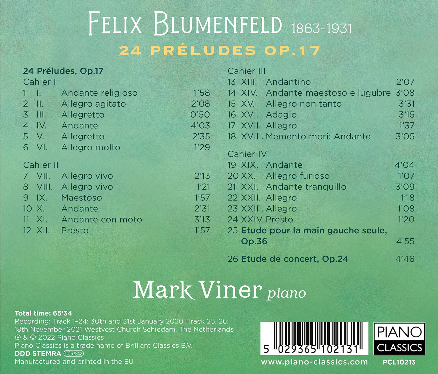 Blumenfeld: 24 Preludes, Op. 17