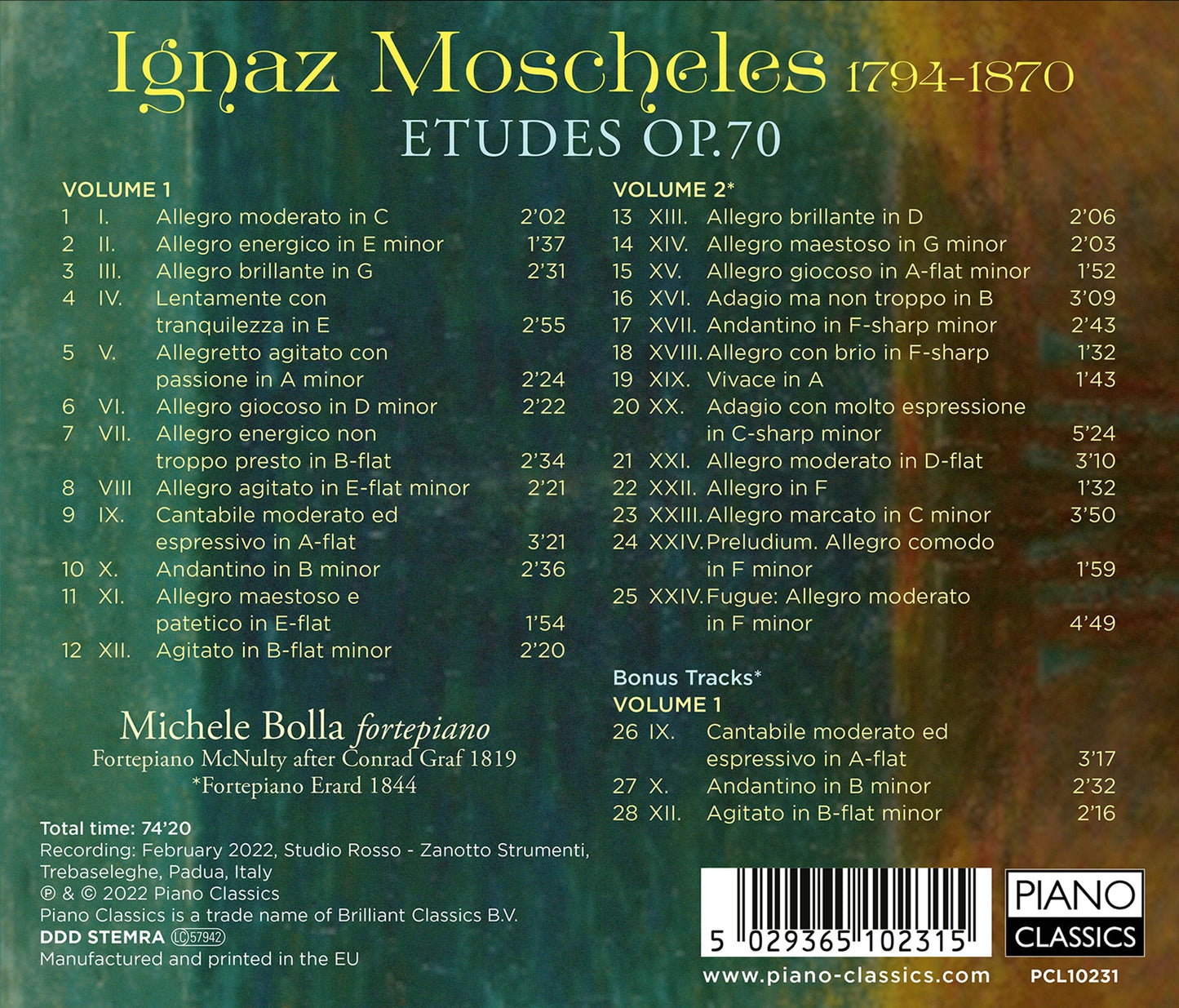 Moscheles: Etudes, Op. 70  Michele Bolla
