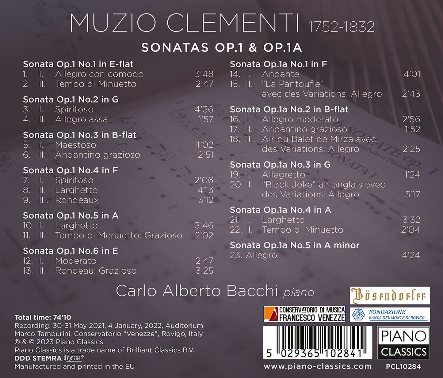 Clementi: Sonatas, Op. 1 & Op. 1A  Carlo Alberto Bacchi