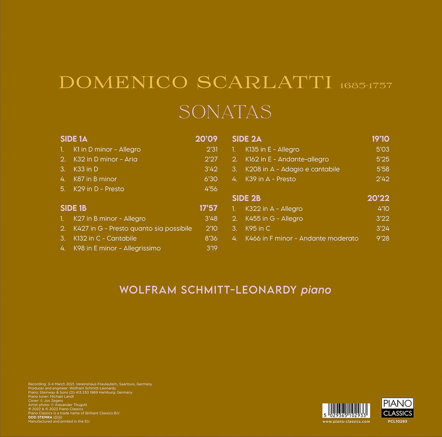 Scarlatti: Sonatas / Wolfram Schmitt-Leonardy (LP)