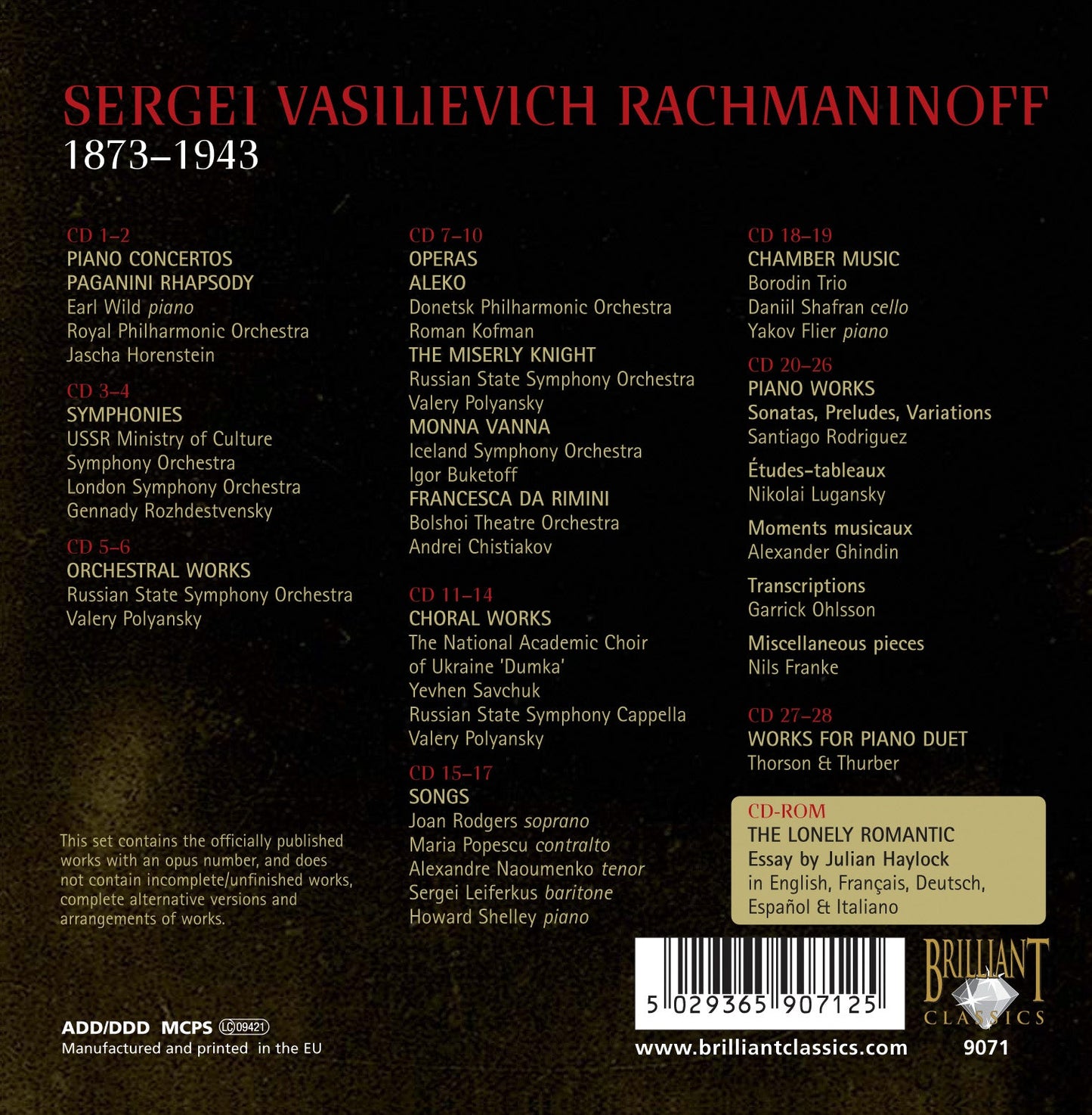 RACHMANINOFF EDITION: COMPLETE