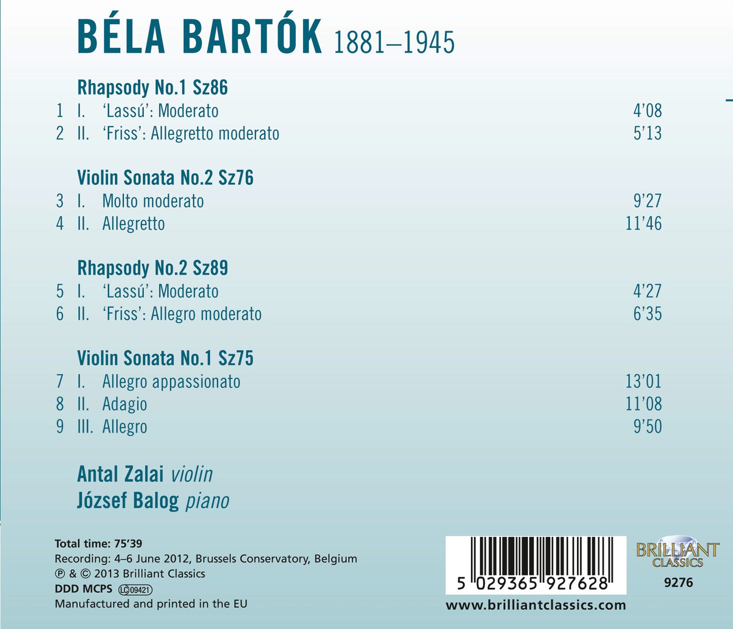 Bartók: Complete Works for Violin, Vol. 3