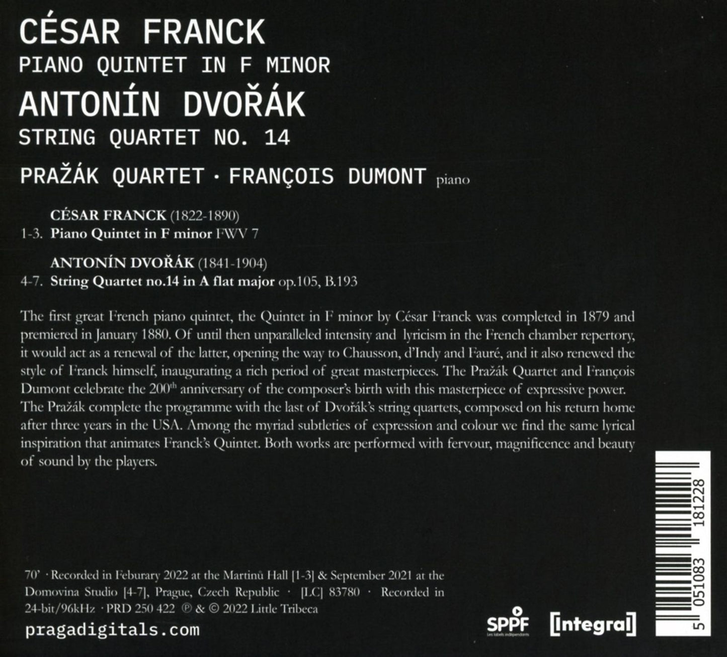 FRANCK: PIANO QUINTET DVORAK: STRING QRT NO. 14
