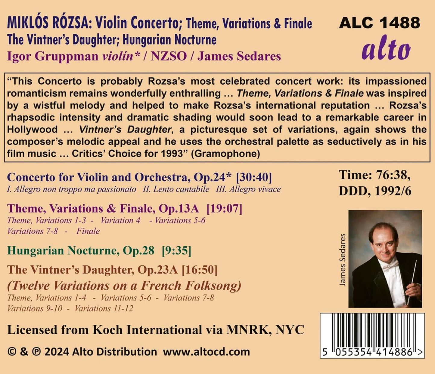 MIKLOS ROZSA: VIOLIN CONCERTO THEME VARIATIONS