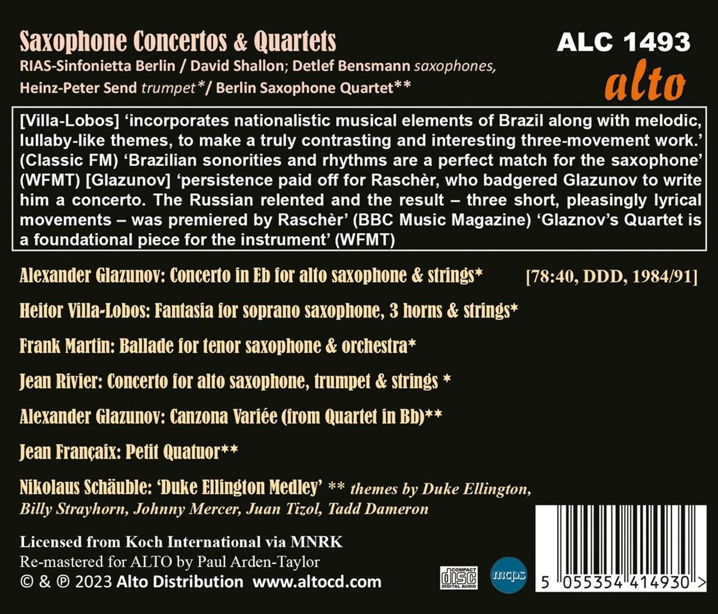 SAXOPHONE CONCERTOS & QUARTETS GLAZUNOV