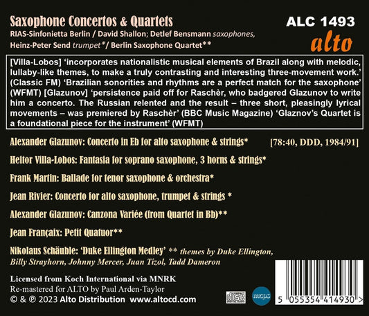 SAXOPHONE CONCERTOS & QUARTETS GLAZUNOV