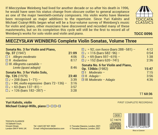 Weinberg: Complete Violin Sonatas, Vol. 3