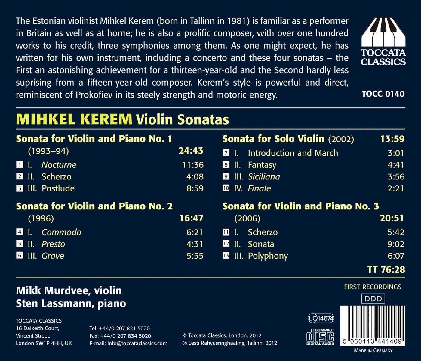 Kerem: Violin Sonatas