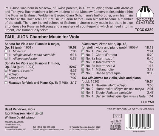 Paul Juon: Chamber Music for Viola