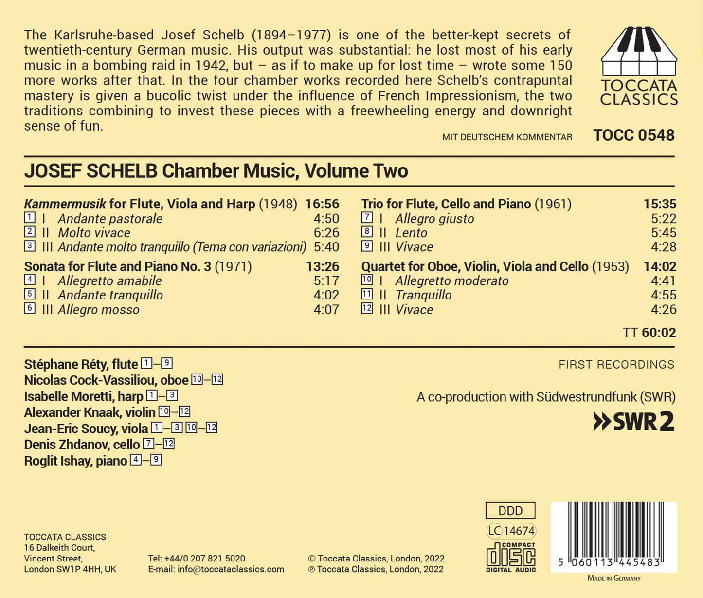 Josef Schelb: Chamber Music, Vol. 2