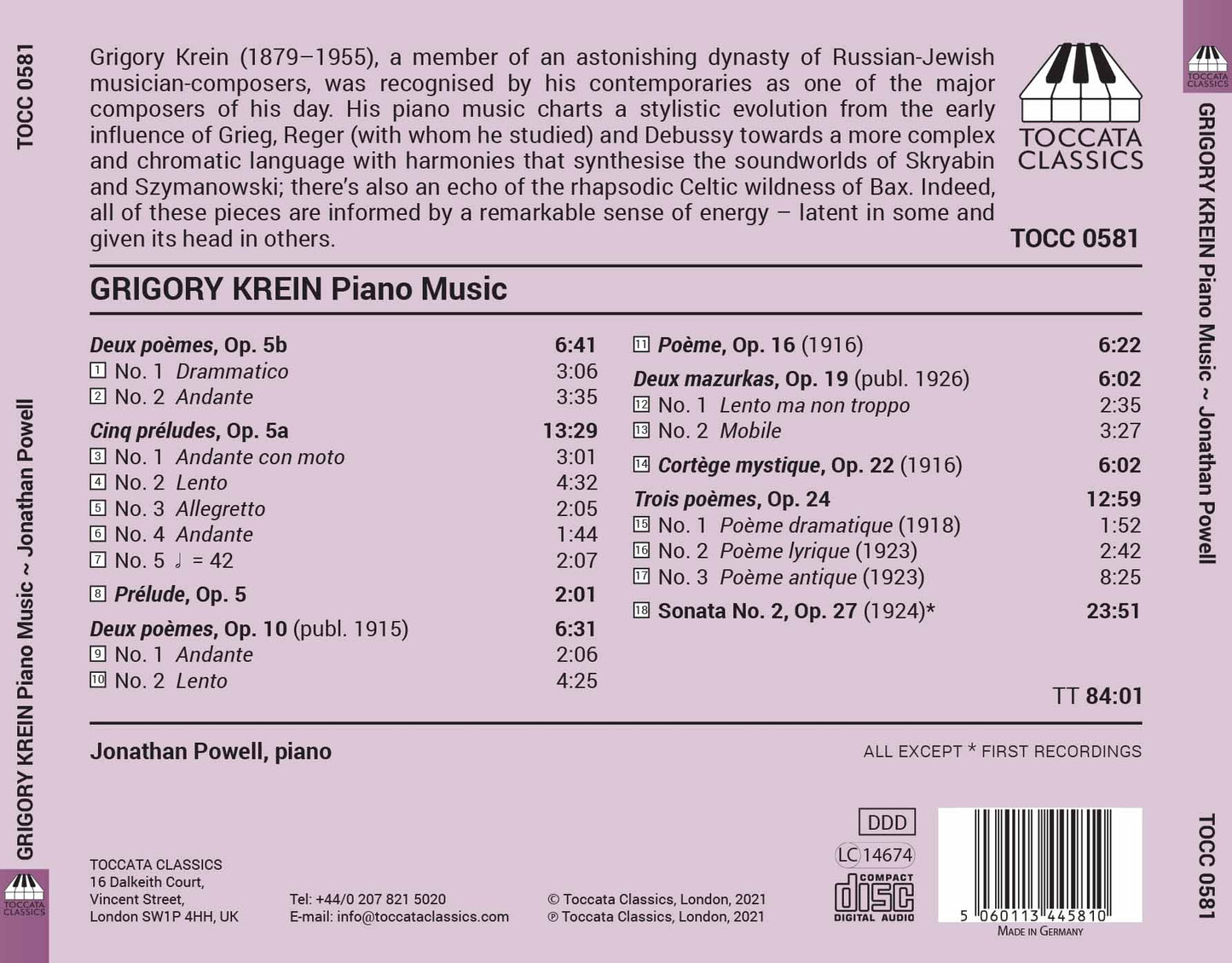 Krein: Piano Music