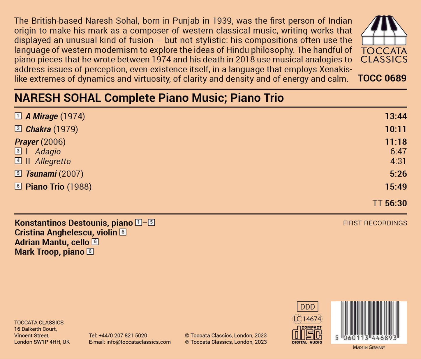 Sohal: Complete Piano Music; Piano Trio