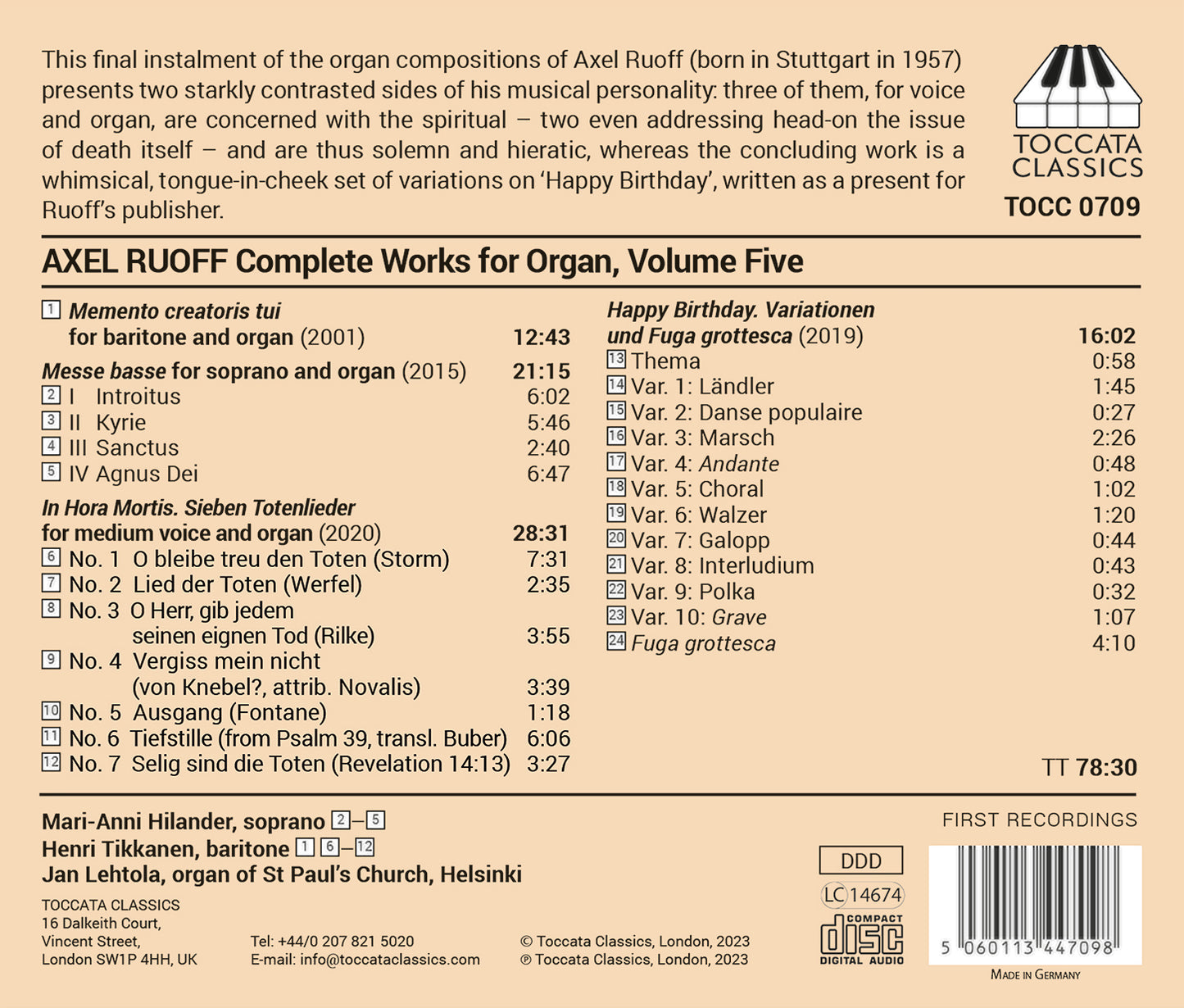 Ruoff: Organ Music, Vol. 5