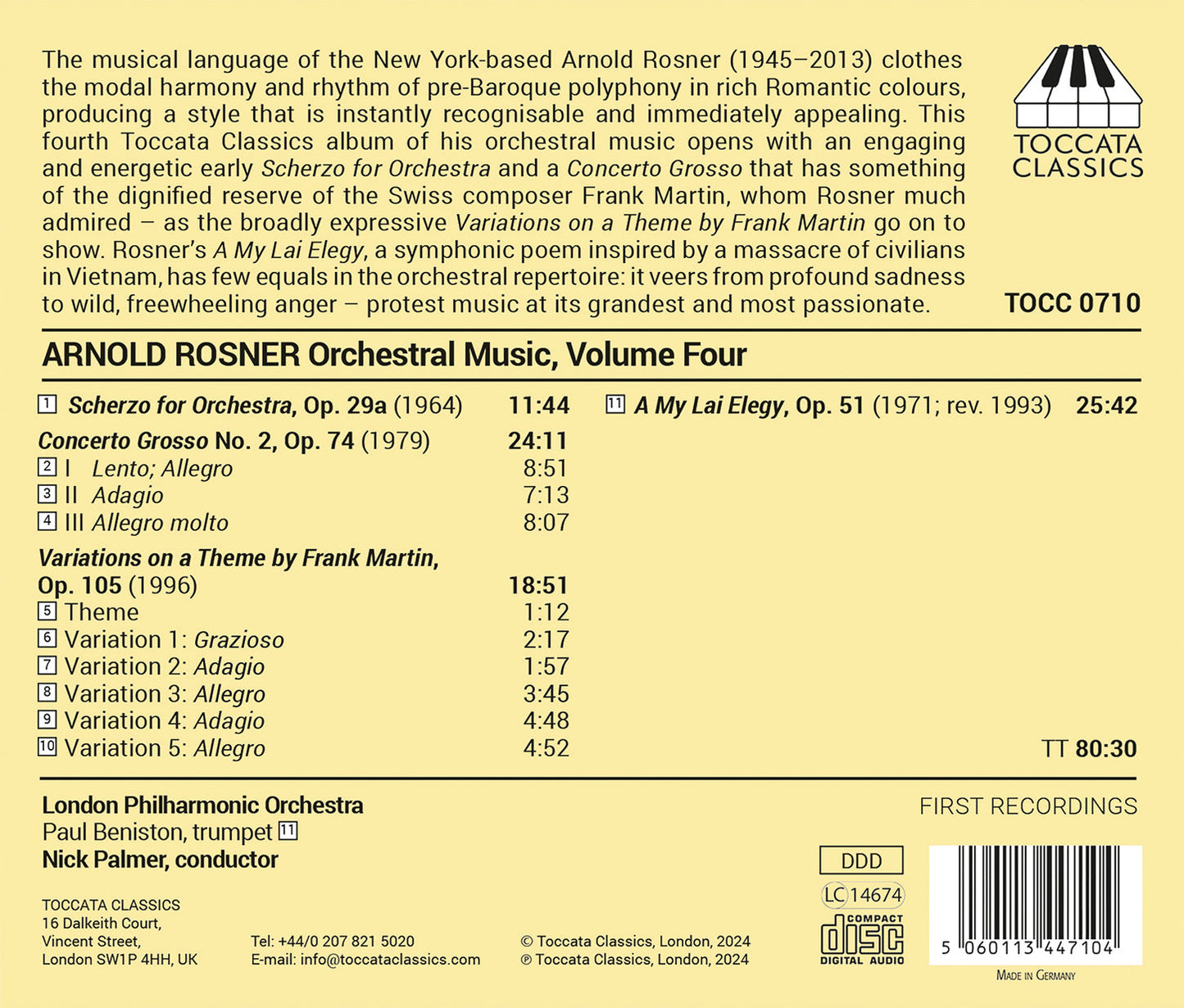 Rosner: Orchestral Music, Vol. 4