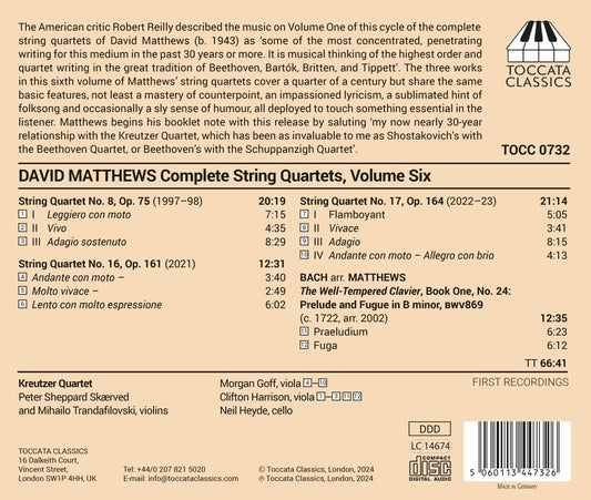 Matthews: Complete String Quartets, Vol. 6