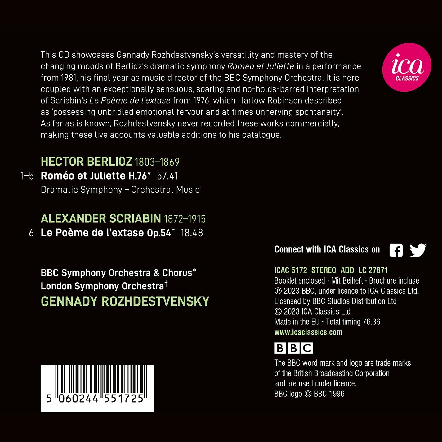 Berlioz: Romeo et Juliette; Scriabin: Le Poeme de l’extase